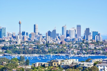 Naklejka premium Scenery of Modern Skylines in Downtown Sydney