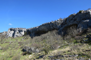 Rock shelter (abri) of Veli Badin is a shallow cave-like opening at the base of a bluff at Sočerga, Istria, Slovenia. Local people have named this rock shelters with 'Ears of Istria'.