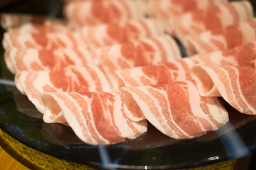 Fresh slice pork on plate