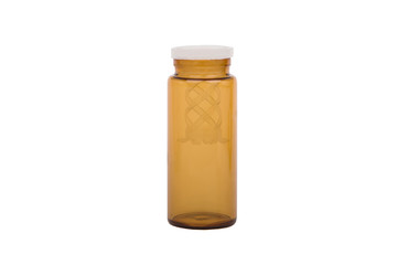 Amber Glass Bottle with White Ribbed Cap