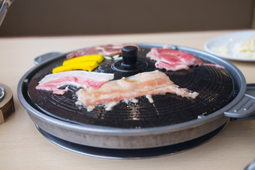 Grilling pork Korean barbecue style