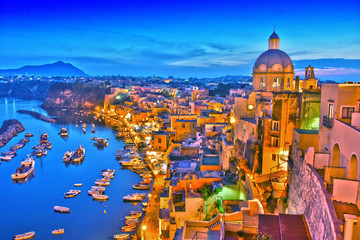 Naklejka premium Panoramic view of Procida Island, Campania, Italy