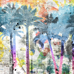 tropical palm grunge background