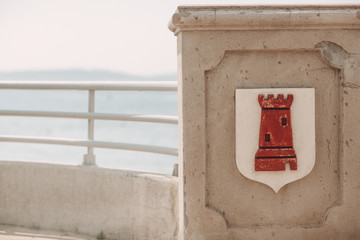 Castle symbol on the bridge on Cannes, France