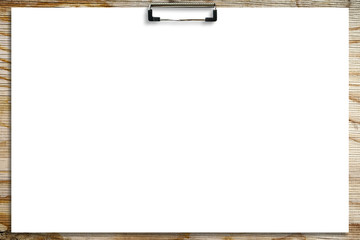 Empty sheet of paper attached to a wooden board. Mock Up.