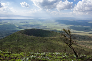 Panoramic view from mount Longonot in Kenya