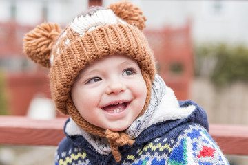 cute baby boy in Canadian winter