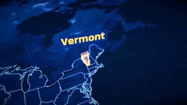 US Vermont state border 3D visualization, modern map outline, travel