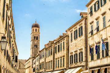 Fototapeta na wymiar The house and Church bell tower in Dubrovnik,Croatia.