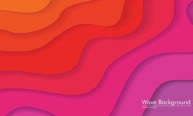 3D Wave Background. paper cut design. banner, flyer, poster or web site design. Paper cut style, red to purple vector illustration. 