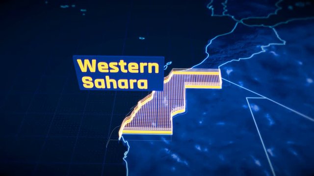 Western Sahara territory border 3D visualization, modern map outline, travel