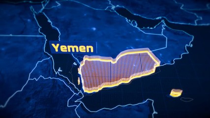 Yemen country border 3D visualization, modern map outline, travel