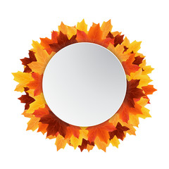 Autumn leaves sale circle label isolated on white