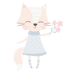 Cute fox girl print. Sweet animal baby