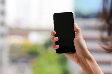 Close up  hands using smart phone Technology and phone technology trends and business concept.