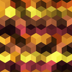 Obraz premium Hexagon grid seamless vector background. Stylized polygons bauhaus corners geometric design. Trendy colors hexagon cells pattern for web or cover. Honeycomb shapes mosaic backdrop.