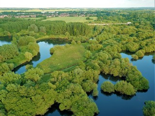 Aerial photo of a lake near Birminham uk