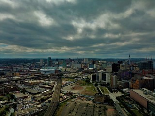 Aerial photo of Birmingham city Uk