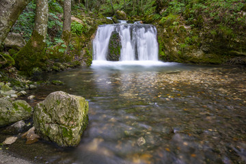 Obraz premium River of the Bigar Waterfall above the cascade Romania
