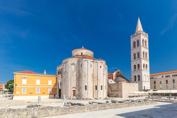 Historic center of the Croatian town of Zadar at the Mediterranean Sea, Europe.
