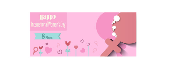 8 March. Women international day background. Vector, text design. Usable for banners.