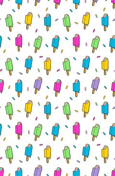 ice cream colorfull vector seamless pattern