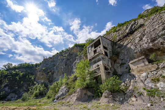 Old Medieval Fortress Golubac Other Side Abandoned Bulding From Old Mine, Serbia