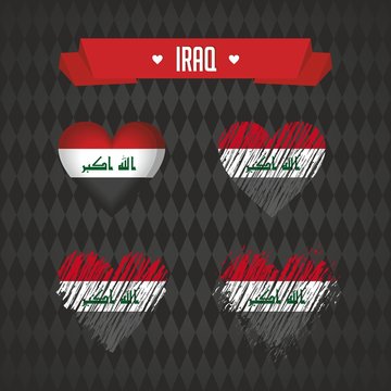 Iraq with love. Design vector broken heart with flag inside.