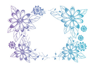 Fototapeta na wymiar beautiful flower and leafs circular frame vector illustration design