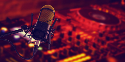 microphone in studio at background 3d illustration