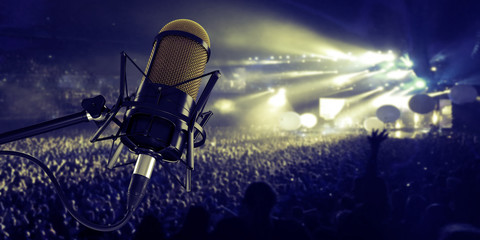 microphone in studio at background 3d illustration