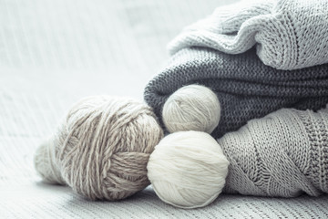 Fototapeta na wymiar home hobbies, knitting