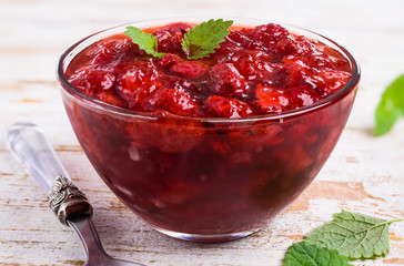 Sliced red strawberries