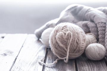 Fototapeta na wymiar home hobbies, knitting