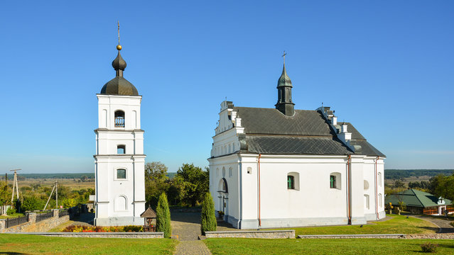 Illinska  church and bell tower, Eastern orthodox temple. Historical Place Zamchyshche Bohdana Khmelnytskoho, Subotiv, Cherkaska oblast, Ukraine.