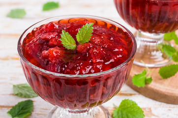 Sliced red strawberries