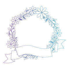 beautiful flower and ribbon circular frame vector illustration design
