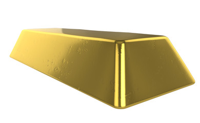 3D realistic render of Gold bar isolated on white background