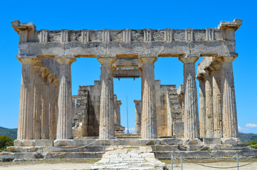 AEGINA, GREECE - JUNE 19: The Temple of Aphaia in Aegina, Greece on June 19, 2017.