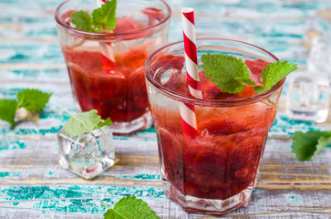 Drink with strawberry syrup