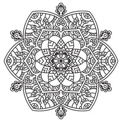Black and white mandala vector isolated on white. Vector hand drawn circular decorative element.