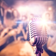 Composite image of close-up of microphone 