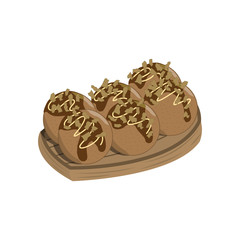 Takoyaki, Japanese food icon. Vector illustration. 