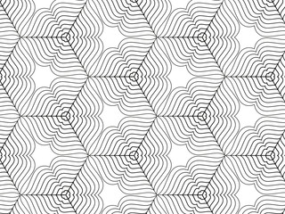 Vector pattern. Modern stylish texture. Repeating geometric background with linear , hexagons and triangles. Monochrome graphic design.