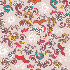 Fototapeta na wymiar Vector vintage abstract doodle elements.Seamless pattern