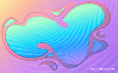 Abstract sea waves. Ultraviolet and aquamarine background. Motion. The effect of liquid. Embossed layers of cut paper. Bright colored illustration. Kraft style. Origami. Layer carving art.