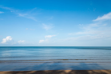 Fototapeta na wymiar Vivid fresh bright colorful of Blue sky and sea in Thailand, Beautiful nature background.