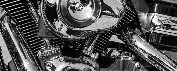 a shiny motorcycle engine