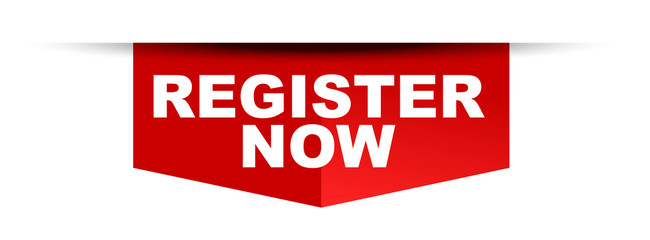 red vector banner register now