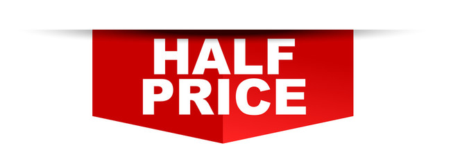 red vector banner half price